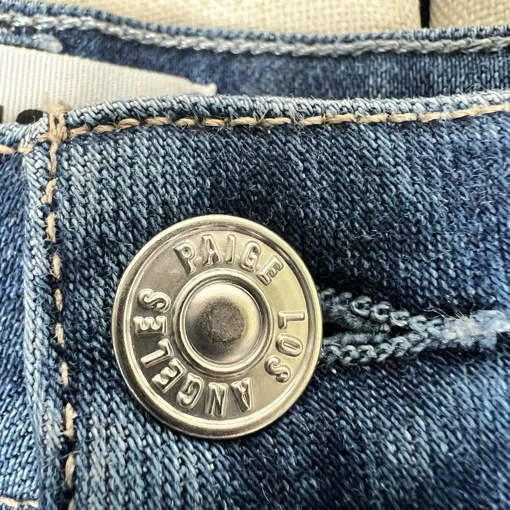 PAIGE Cindy High Rise‎ Straight Jeans 29 Mel Destroyed Hem Raw Hem Ankle